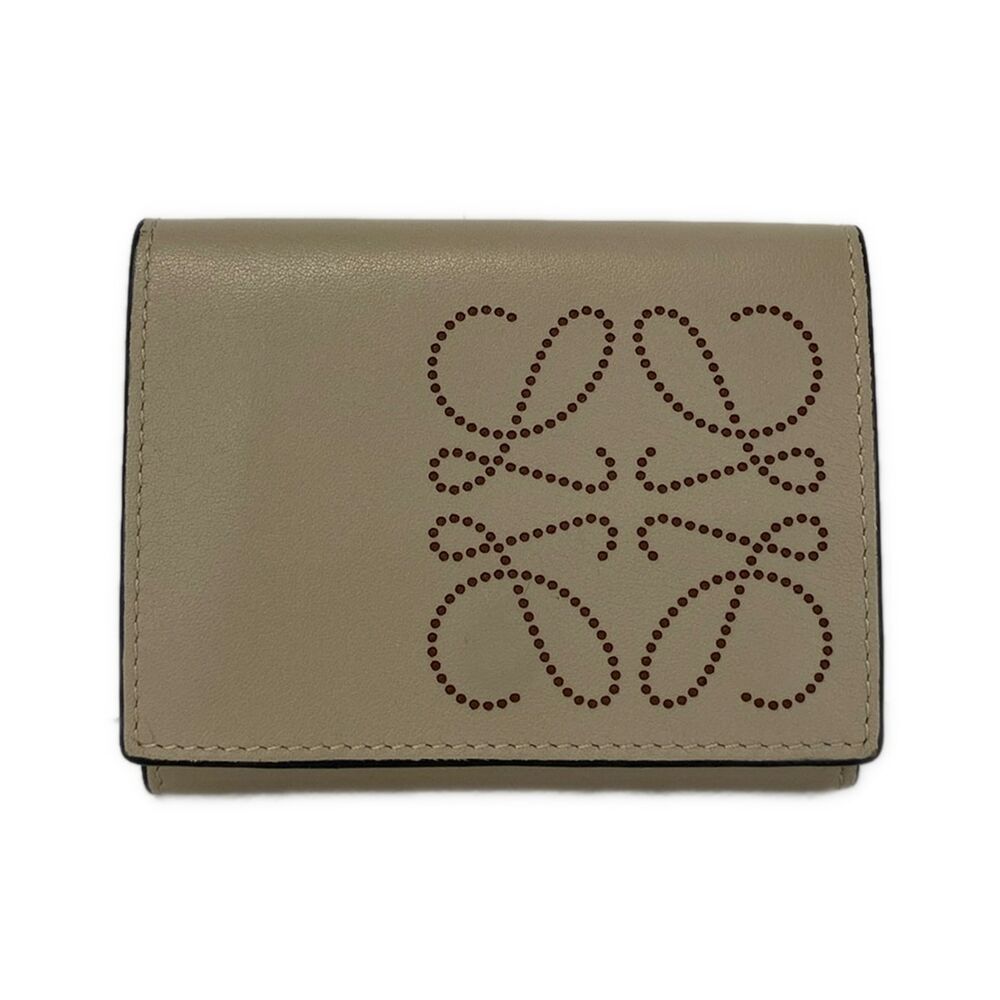Loewe anagram trifold Trifold Wallet C500TR2X01 Gray Beige Brown
